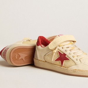 Golden Goose Ball Star LAB Sneakers In Nappa And PVC With Red Suede Star And Heel Tab GMF00554.F005681.11474