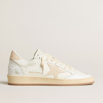 Golden Goose Ball Star LTD CNY Sneakers In White Leather With Ivory Star GMF00117.F005808.11847