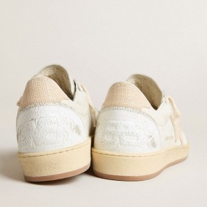 Golden Goose Ball Star LTD CNY Sneakers In White Leather With Ivory Star GMF00117.F005808.11847