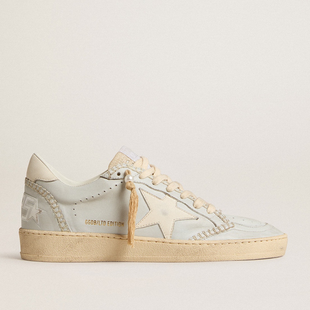 Golden Goose Ball Star LTD Sneakers In Baby Blue Nappa With White Star GWF00117.F006409.60473