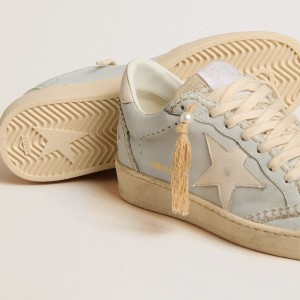 Golden Goose Ball Star LTD Sneakers In Baby Blue Nappa With White Star GWF00117.F006409.60473