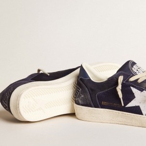 Golden Goose Ball Star LTD Sneakers In Blue Suede And Nylon With White Star And Blue Heel Tab GMF00762.F006011.50669