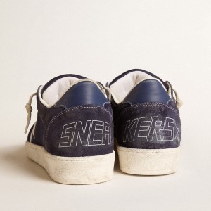 Golden Goose Ball Star LTD Sneakers In Blue Suede And Nylon With White Star And Blue Heel Tab GMF00762.F006011.50669