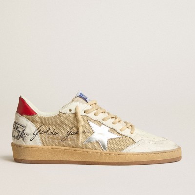 Golden Goose Ball Star LTD Sneakers In Mesh With Metallic Leather Star And Red Heel Tab GMF00117.F005209.70288