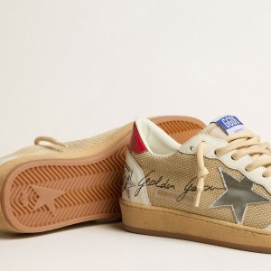 Golden Goose Ball Star LTD Sneakers In Mesh With Metallic Leather Star And Red Heel Tab GMF00117.F005209.70288