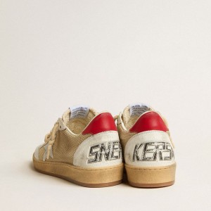 Golden Goose Ball Star LTD Sneakers In Mesh With Metallic Leather Star And Red Heel Tab GMF00117.F005209.70288