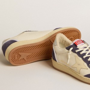 Golden Goose Ball Star LTD Sneakers In Nappa Leather And Suede With Cream Star And Silver Heel Tab GWF00117.F005226.11673