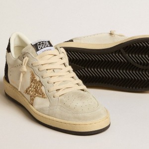 Golden Goose Ball Star LTD Sneakers In Nappa Leather And Suede With Glitter Star And Black Heel Tab GWF00117.F005143.82495