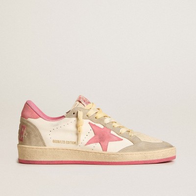 Golden Goose Ball Star LTD Sneakers In Nappa With Pink Suede Star And Dove-gray Inserts GWF00117.F005856.82657