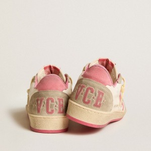 Golden Goose Ball Star LTD Sneakers In Nappa With Pink Suede Star And Dove-gray Inserts GWF00117.F005856.82657