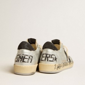 Golden Goose Ball Star LTD Sneakers In Silver Leather With Gray Suede Star And Heel Tab GMF00117.F005210.70184