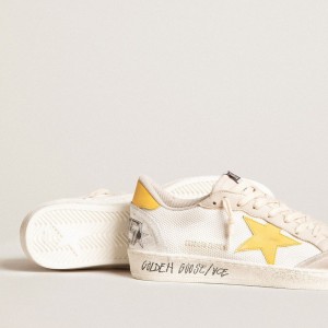 Golden Goose Ball Star LTD Sneakers In White Mesh With Yellow Leather Star And Heel Tab GMF00117.F006010.82682