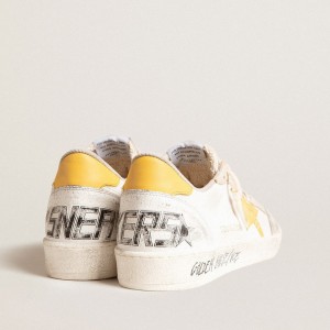 Golden Goose Ball Star LTD Sneakers In White Mesh With Yellow Leather Star And Heel Tab GMF00117.F006010.82682