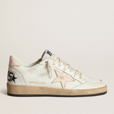 Golden Goose Ball Star LTD Sneakers In White Nappa With A Salmon-pink Nappa Star GWF00117.F003428.10816