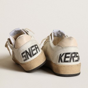 Golden Goose Ball Star LTD Sneakers In White Nappa With A Salmon-pink Nappa Star GWF00117.F003428.10816