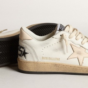 Golden Goose Ball Star LTD Sneakers In White Nappa With A Salmon-pink Nappa Star GWF00117.F003428.10816