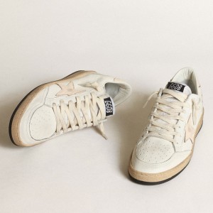 Golden Goose Ball Star LTD Sneakers In White Nappa With A Salmon-pink Nappa Star GWF00117.F003428.10816