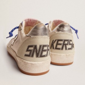 Golden Goose Ball Star LTD Sneakers In White Nappa With Silver Star GMF00117.F002604.80185