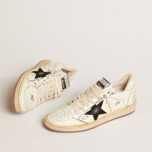 Golden Goose Ball Star LTD Sneakers With Black Suede Star And Black Lettering GMF00117.F004659.15201