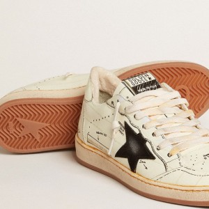 Golden Goose Ball Star LTD Sneakers With Black Suede Star And Black Lettering GMF00117.F004659.15201