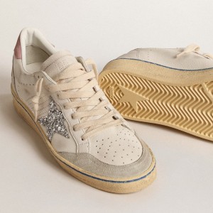 Golden Goose Ball Star LTD Sneakers With Glitter Star And Pink Suede Heel Tab GWF00117.F004622.80760