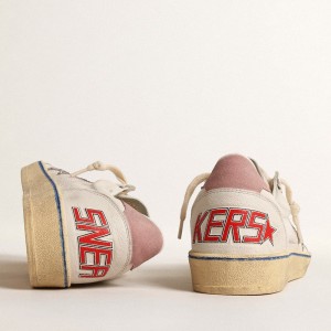 Golden Goose Ball Star LTD Sneakers With Glitter Star And Pink Suede Heel Tab GWF00117.F004622.80760