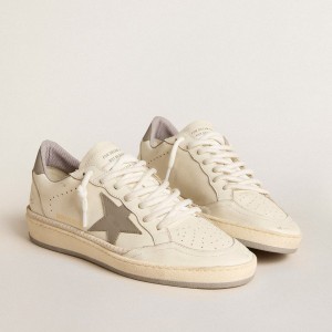 Golden Goose Ball Star LTD Sneakers With Gray Leather Star And Heel Tab And Stitching GWF00767.F006041.11891