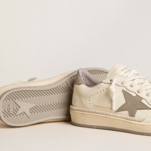 Golden Goose Ball Star LTD Sneakers With Gray Leather Star And Heel Tab And Stitching GWF00767.F006041.11891