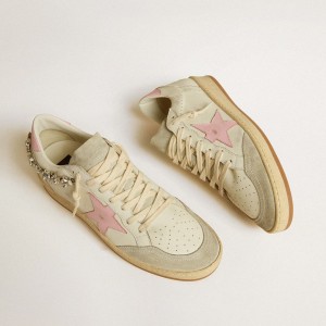 Golden Goose Ball Star LTD Sneakers With Pink Leather Star And Crystal Decoration GWF00117.F005954.10310