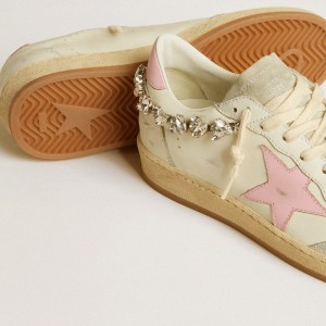 Golden Goose Ball Star LTD Sneakers With Pink Leather Star And Crystal Decoration GWF00117.F005954.10310