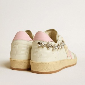 Golden Goose Ball Star LTD Sneakers With Pink Leather Star And Crystal Decoration GWF00117.F005954.10310