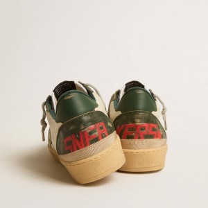 Golden Goose Ball Star LTD Sneakers With Platinum Leather Star And Green Leather Heel Tab GMF00117.F005261.11659