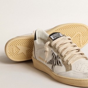 Golden Goose Ball Star LTD Sneakers With Zebra-print Star And Metallic Leather Insert GWF00117.F004541.82286