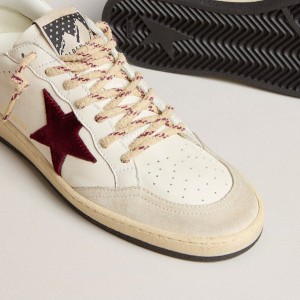 Golden Goose Ball Star Mountain LTD Sneakers In Leather With Burgundy Velvet Star GMF00117.F005654.11801