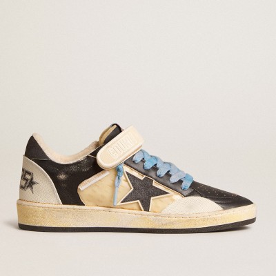 Golden Goose Ball Star Pro Sneakers In Black Leather With Velcro Strap GMF00730.F005797.82616