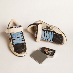 Golden Goose Ball Star Pro Sneakers In Black Leather With Velcro Strap GMF00730.F005797.82616