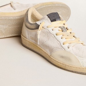 Golden Goose Ball Star Pro Sneakers In Optical White Leather With Rubber Inserts GWF00721.F005790.10973