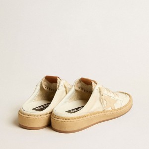 Golden Goose Ball Star Sabots LTD Sneakers With Beige Leather Star And Raffia Trim GWF00436.F004890.11562