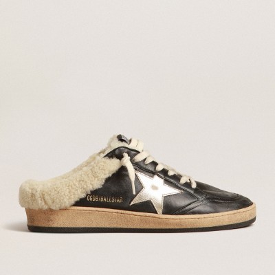 Golden Goose Ball Star Sabots Sneakers In Nappa With Platinum Star And Shearling Lining GWF00436.F004042.90370