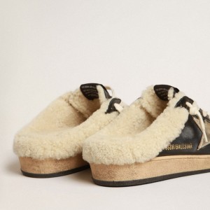 Golden Goose Ball Star Sabots Sneakers In Nappa With Platinum Star And Shearling Lining GWF00436.F004042.90370