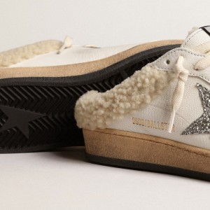 Golden Goose Ball Star Sabots Sneakers With Glitter Star And Shearling Lining GWF00436.F003988.10224