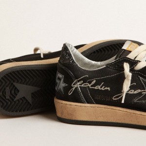 Golden Goose Ball Star Sneakers In Black Mesh With Black Suede Star GWF00117.F004040.90100