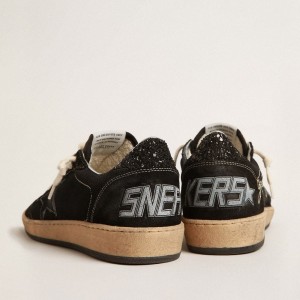 Golden Goose Ball Star Sneakers In Black Mesh With Black Suede Star GWF00117.F004040.90100