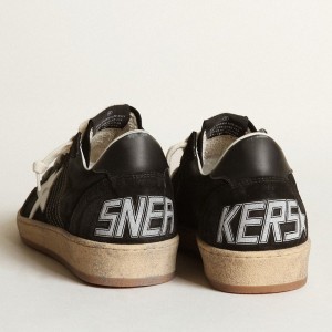 Golden Goose Ball Star Sneakers In Black Suede With White Leather Star GMF00117.F003246.80203