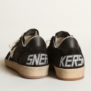 Golden Goose Ball Star Sneakers In Black Suede With White Leather Star GWF00117.F003246.80203