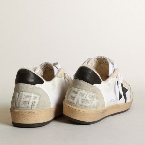 Golden Goose Ball Star Sneakers In Canvas And White Leather With Ivory Inserts GMF00327.F003426.11199