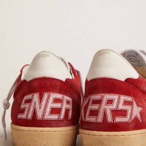 Golden Goose Ball Star Sneakers In Dark Red Suede With White Star And Heel Tab GMF00117.F002588.40410