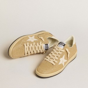 Golden Goose Ball Star Sneakers In Golden Swarovski Crystals With Milk-white Leather Star GWF00117.F005136.65194