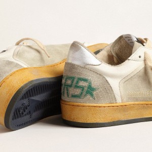 Golden Goose Ball Star Sneakers In Gray Suede With Red Star And Silver Heel Tab GMF00327.F004032.60401