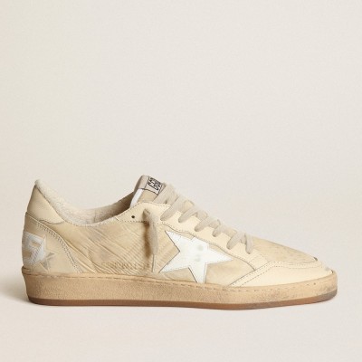 Golden Goose Ball Star Sneakers In Milk-white Nylon With White Star And Heel Tab GWF00117.F003256.11197